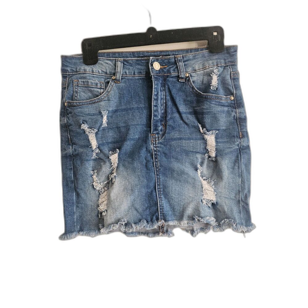Wax Jean Los Angeles Distressed Jean Skirt Size M